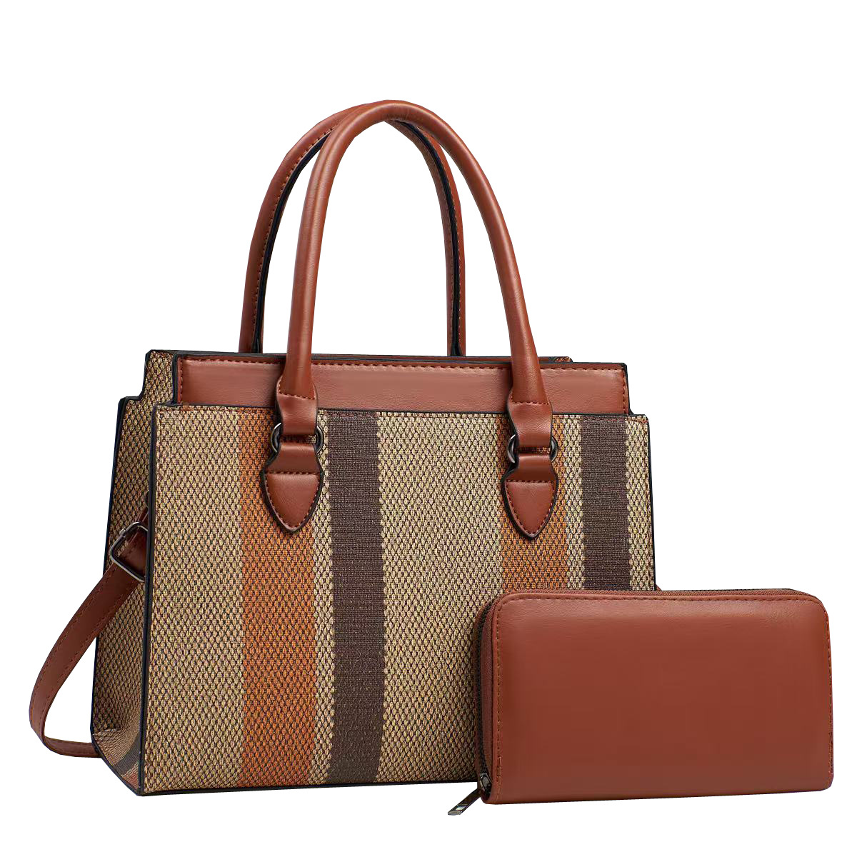main_4-109 Wholesale Women Fashion Casual Contrast Color Large Capacity Handbag Two-Piece Bag Set - Image 1