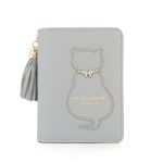 Women Fashion Cat Decoration Tassel Short Vertical Buckle Wallet - Image 5