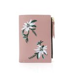 Women Fashion Embroidered Floral Ornament Buckle Vertical Check Wallet - Image 5