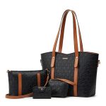 Women Fashion Casual Color Block Large Capacity Tote Bag Three-Piece Bag Set - Image 4