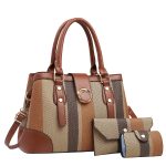 Wholesale Women Fashion Color Block Large Capacity Handbag Bag Three-Piece Set