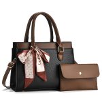 Wholesale Women Fashion Causal Color Block Litchi Pattern Large Capacity Handbag Bag Two-Piece Set