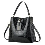 Wholesale Women Fashion Casual Solid Color Crocodile Pattern Large Capacity Handbag - Image 4