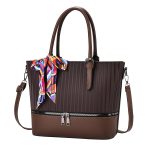 Wholesale Women Fashion Casual Color Block Stone Pattern Zipper Ribbon Large Capacity Handbag - Image 4