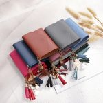 Wholesale Women Fashion Simple Solid Color Tassel Pendant Three-Fold Wallet - Image 5