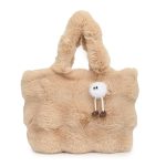 Wholesale Women Fashion Casual Solid Color Plush Large Capacity Tote Bag - Image 5