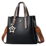 Wholesale Women Fashion Simple Solid Color Large Capacity Star Pendant Bucket Handbag