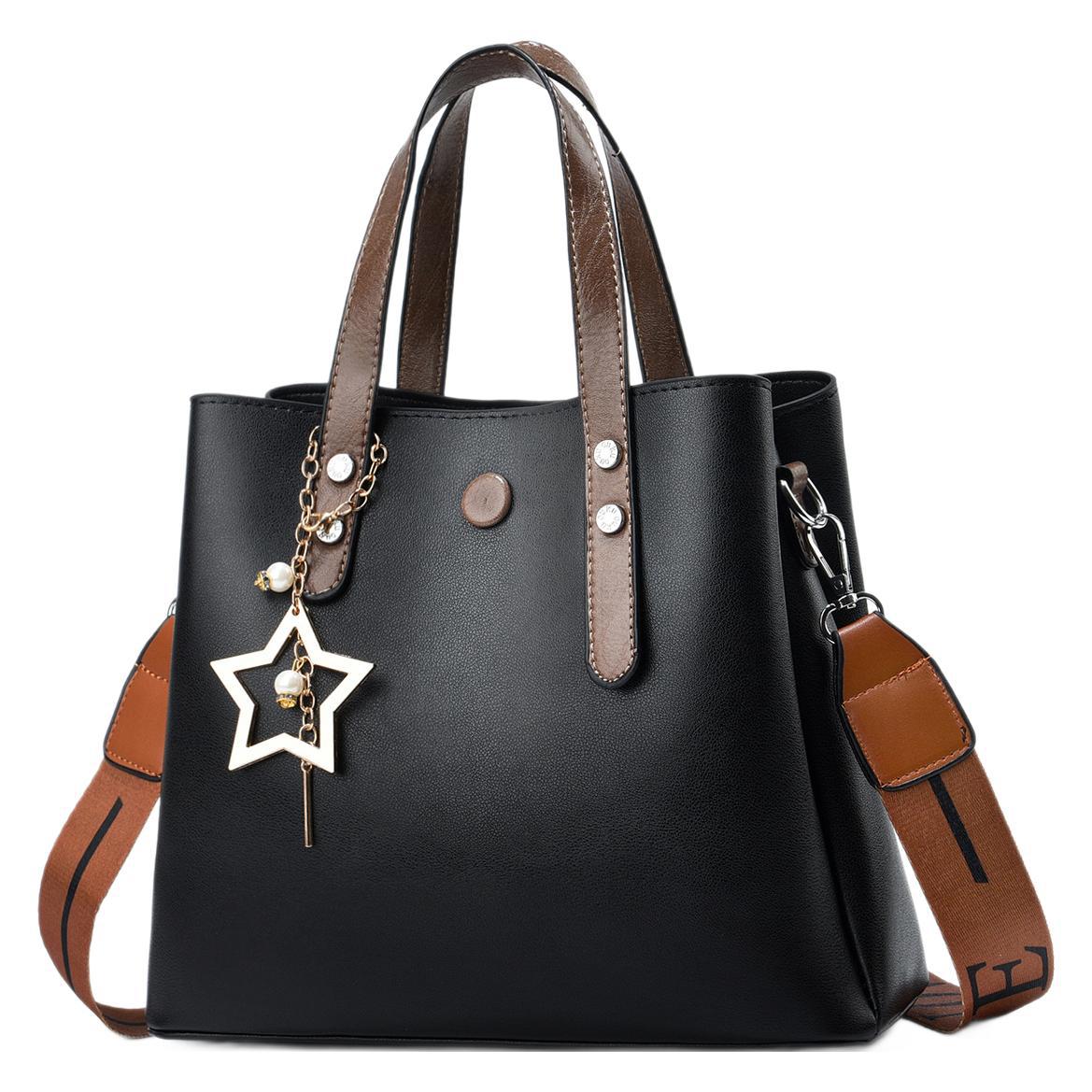 main_4-133 Wholesale Women Fashion Simple Solid Color Large Capacity Star Pendant Bucket Handbag - Image 1