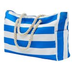 Wholesale Women Fashion Casual Stripe Large Capacity Canvas Shoulder Beach Bag - Image 3