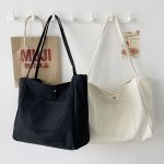 Wholesale Fashion Women Large-Capacity Portable Tote Bag Simple College Student Canvas Shopping Bag