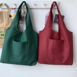 Wholesale Women Fashionable Solid Color Large Capacity Canvas Tote Bag - Image 4