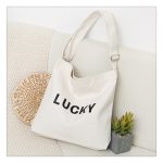 Wholesale Women Casual Lucky Letter Canvas Shoulder Bag - Image 5