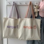 Wholesale Simple Embroidered Letters Large Capacity Canvas Bag - Image 4