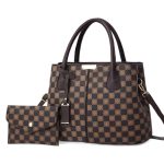 Wholesale Women Fashion Casual Rhombus Printed Large Capacity Handbag Two-Piece Set