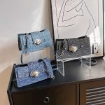 Women Fashion Casual Denim Stitching Canvas Shoulder Bag - Image 4