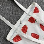 Wholesale Women Fashion Cartoon Strawberry Print Large Capacity Canvas Tote Bag - Image 4