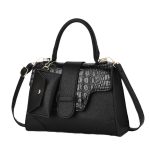 Wholesale Women Fashion Casual Bright Leather Crocodile-Pattern Large Capacity Handbag Two-Piece Set