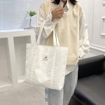 Wholesale Women Fashionable Simple Solid Color Large Capacity Canvas Tote Bag - Image 5