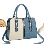 Wholesale Women Fashion Colorblock Large Capacity Zipper Handbag