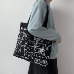 Wholesale Women Cartoon Animal Print Large Capacity Canvas Tote Bag - Image 4