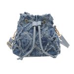 Wholesale Women Fashion Casual Tie-Dye Denim Bucket Crossbody Bag - Image 5