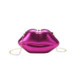 Women Fashion Creative Solid Color Lip Chain Crossbody Bag - Image 5