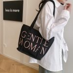 Wholesale Women Fashion Casual Solid Color Letter Embroidery Large Capacity Linen Jute Bags - Image 4