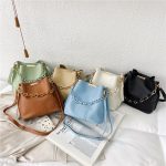 Wholesale Women Fashion Chain Decorative Solid Color Large Capacity Bucket Crossbody Bag - Image 4