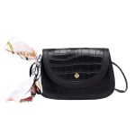 Wholesale Women Fashion Crocodile Flap Mini Silk Scarf Crossbody Bag - Image 5