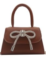 Women Fashion Solid Color Rhinestone Bowknot Crossbody Bag - Image 5