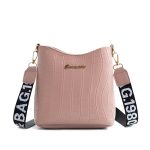 Women Casual Simple Solid Color Stone Pattern Bucket Crossbody Bag - Image 5