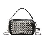 Wholesale Women Fashion Casual Cylindrical Rhinestone Rivet Chain Crossbody Bag - Image 4