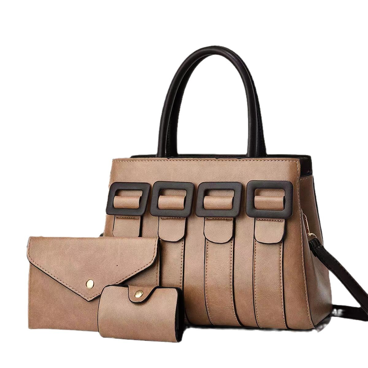 main_4-163 Wholesale Women Fashion Casual Solid Color Bag Large Capacity Handbag Three-Piece Set - Image 1