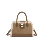 Women Fashion Retro Splicing Plush Handbag - Image 4