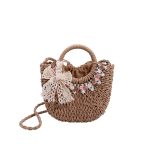 Wholesale Women Fashion Casual Floral Woven Beach Handbag - Image 4