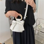 Women Fashion Solid Color Bow PU Crossbody Bag - Image 5