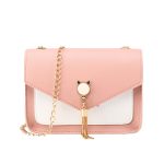 Wholesale Women Chic Flap Buckle Design Cat Tassel Decoration Color Blocking PU Crossbody Bag - Image 4