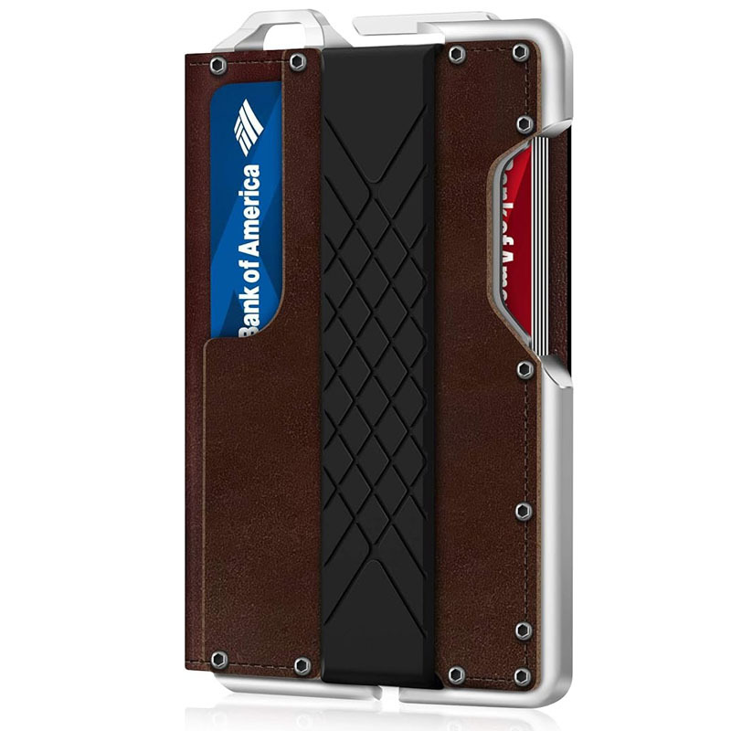 main_4-1828 Wholesale Men'S Fashion Casual Genuine Leather Metal Anti-Magnetic Automatic Shot Card Wallet - Image 1