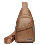 Men Fashion Casual Solid Color Soft Leather Business Chest Bag - Image 2