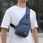 Men Casual Commuter Zipper Oxford Chest Bag