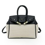 Elegant Large Capacity Canvas Color Contrast Handbags - Image 6