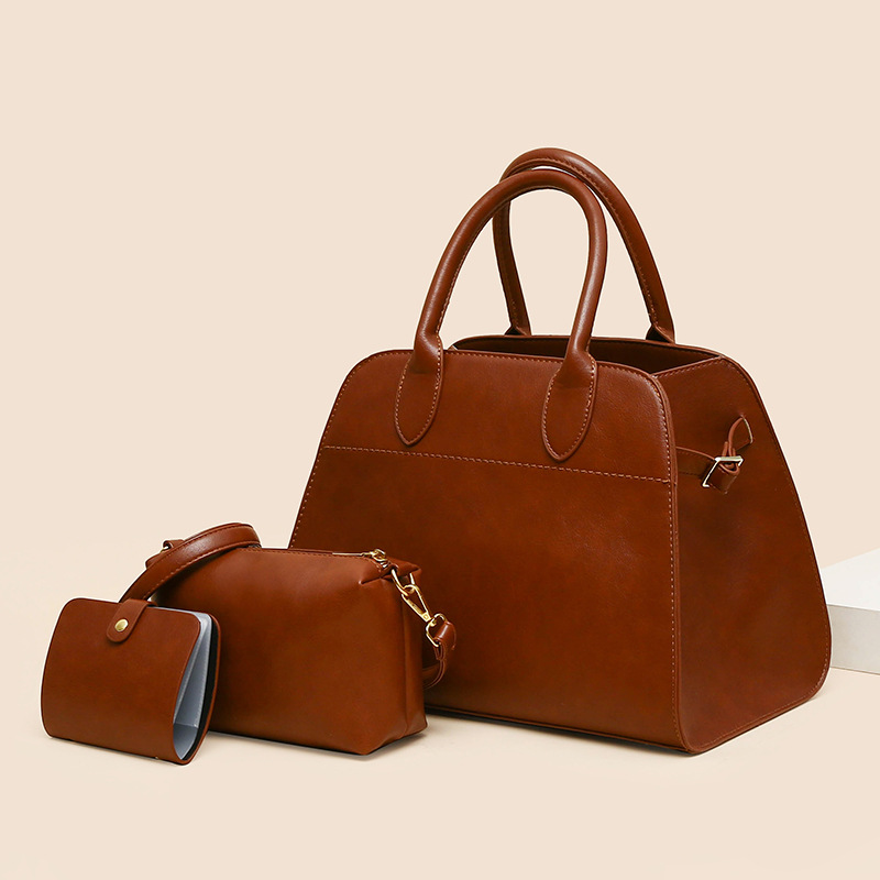 main_4-194 Wholesale Elegant And Elegant Solid Color Bag Large Capacity Handbag Three Piece Set - Image 1