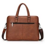 Wholesale Men Large-Capacity Business Briefcase Zipper PU Soft Messenger Handbag - Image 3