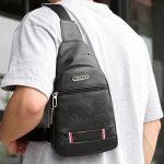 Wholesale Men Fashion Casual Commuter PU Double Layer Chest Bag - Image 2