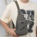 Wholesale Men Fashion Casual Commuter Canvas Chest Bag - Image 2