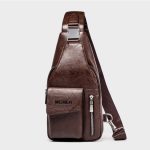 Wholesale Men Casual Vintage Commuter Zipper PU Chest Bag - Image 4