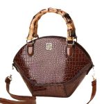 Women Fashion Retro Crocodile Pattern Bamboo Handbag - Image 5