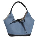 Wholesale Fashion Bow Denim Canvas Spliced Large Capacity Handbags - Image 6