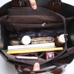 Wholesale Women Fashion Simple Solid Color Bag Crocodile Pattern Handbag Three-Piece Set - Image 5