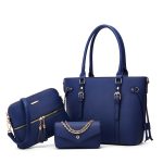 Women Fashion Casual Solid Color Bag Large Capacity Three-Piece Set Handbag - Image 3